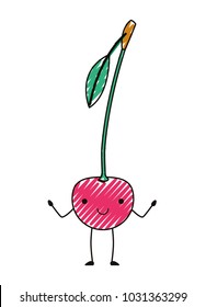 cherries fresh fruit kawaii character