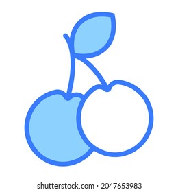cherries, fruit Blue Outline Simple Icon.