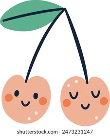 Cherries Fruit Character Vector Illustration