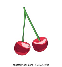 cherries fruit icon over white background, colorful design, vector illustration