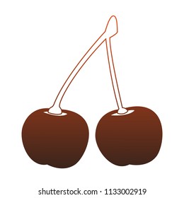 Cherries fruit isolated red lines