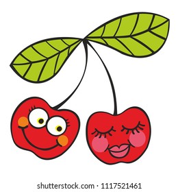 Cherries fruit love illustration vector