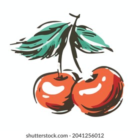 cherries fruit nature vector art