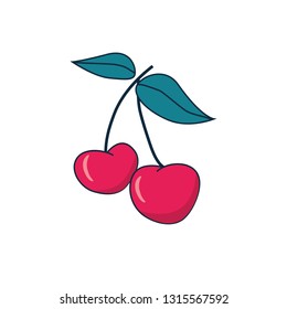 cherries fruit on a white background - vector Illustration 