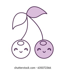 cherries fruits kawaii character