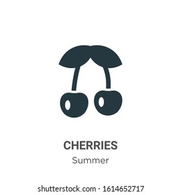 Cherries glyph icon vector on white background. Flat vector cherries icon symbol sign from modern summer collection for mobile concept and web apps design.