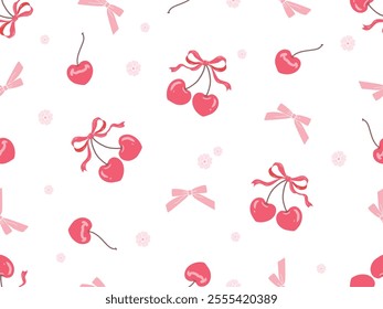 Cherries Heart shape Seamless Pattern minimal stye for textile wallpaper backdrop and on so.You can change the background color from the EPS file.