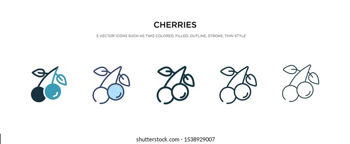 cherries icon in different style vector illustration. two colored and black cherries vector icons designed in filled, outline, line and stroke style can be used for web, mobile, ui
