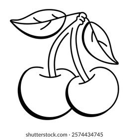 Cherries icon in hand drawn style 
