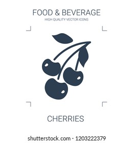 cherries icon. high quality filled cherries icon on white background. from food collection flat trendy vector cherries symbol. use for web and mobile