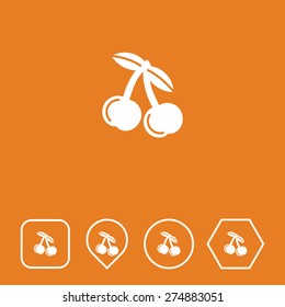 Cherries Icon on Flat UI Colors with Different Shapes. Eps-10.