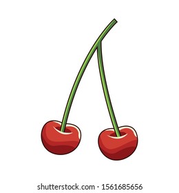 cherries icon over white background, vector illustration