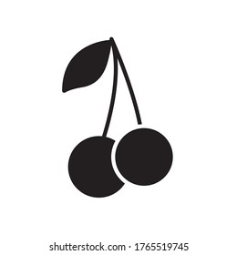 Cherries icon over white background, silhouette style, vector illustration