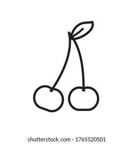 Cherries icon over white background, line style, vector illustration