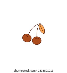 Cherries icon. Thanksgiving icon. Simple, flat, outline, color.