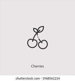 cherries icon vector icon.Editable stroke.linear style sign for use web design and mobile apps,logo.Symbol illustration.Pixel vector graphics - Vector