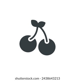 Icono de cerezas, ilustración vectorial de cerezas
