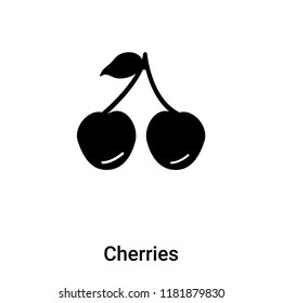 Cherries icon vector isolated on white background, logo concept of Cherries sign on transparent background, filled black symbol