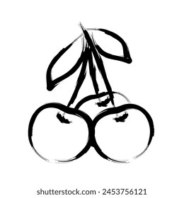 Vector de pincel de tinta de cerezas