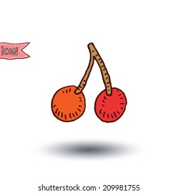 Cherries isolated, vector illustration. 