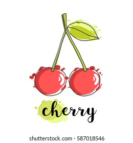 Cherries, isolated vector illustration