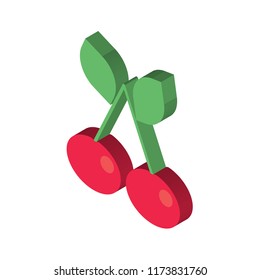 Cherries isometric left top view 3D icon