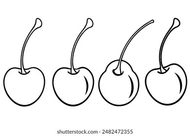 Cherries line art depicting dynamic fruit linear style