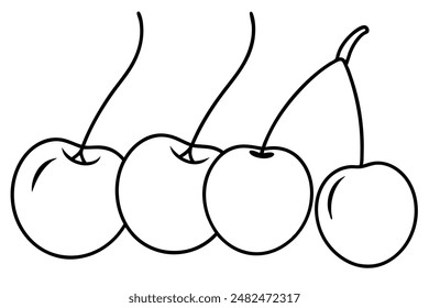 Cherries line art illustrating flowing artistic berry designs