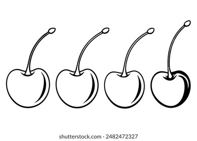 Cherries line art presenting delicate berry illustrations