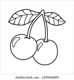 Cherries line art,Cherries vector art,Cherries line drawing,Cherries outline drawing and illustrations