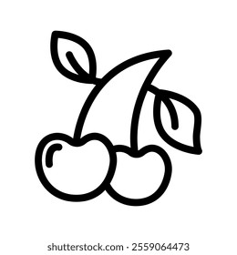 cherries line icon illustration vector graphic. Simple element illustration vector graphic, suitable for app, websites, and presentations isolated on white background
