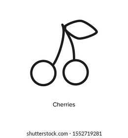 Cherries linear icon. Simple design. Line vector. Isolate on white background.