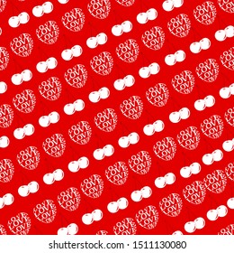 Cherries and love wording “LOVE” create heart shape form seamless pattern diagonal repeat Design for fashion ,fabric wallpaper,web,wrapping and all prints on red background color