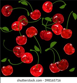 cherries on a dark background
