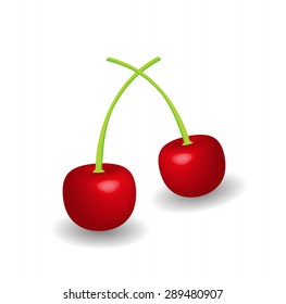 Cherries on isolated white background