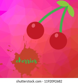 cherries on a multi-colored polygonal art background