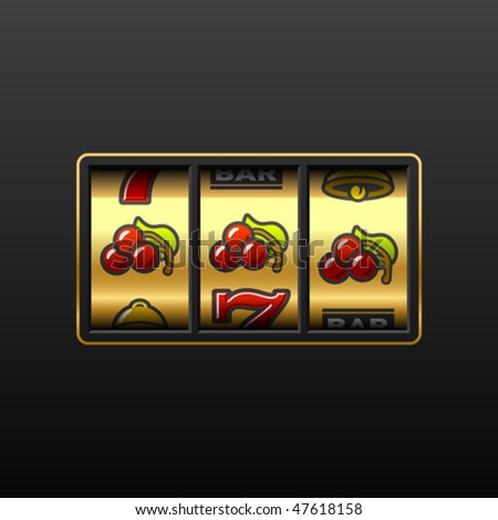 Cherries on slot machine. Vector.