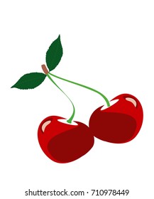 Cherries on a white background