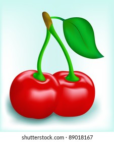 Cherries on white background