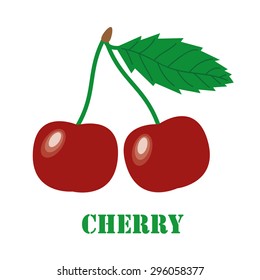 Cherries on a white background. Isolated objects, vector illustration