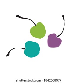 Cherries on white background. Vector illustration for prints for clothes, greeting cards and emblems.