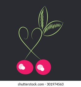 cherries pattern leaf vector