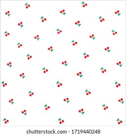 Cherries pattern on white background. 