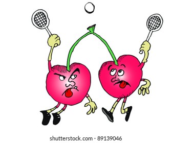 Cherries playing tennis