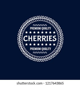 cherries premium quality emblem, label, badge. premium quality package label. vintage stamp. designed for cherries product