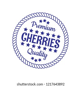 cherries premium quality emblem, label, badge. premium quality package label. vintage stamp. designed for cherries product