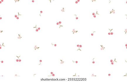 Cherries Seamless Pattern minimal stye for textile wallpaper backdrop and so on