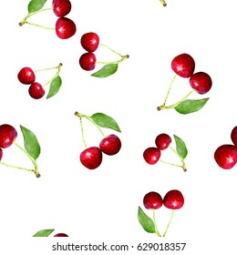 Cherries. Seamless pattern. Polygonal vector illustration