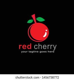 cherries are simple logos, like simple red cherries, suitable for various needs of your company or business logo, with a solid black background - Vector