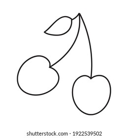 cherries symbol icon over white background, line style, vector illustration